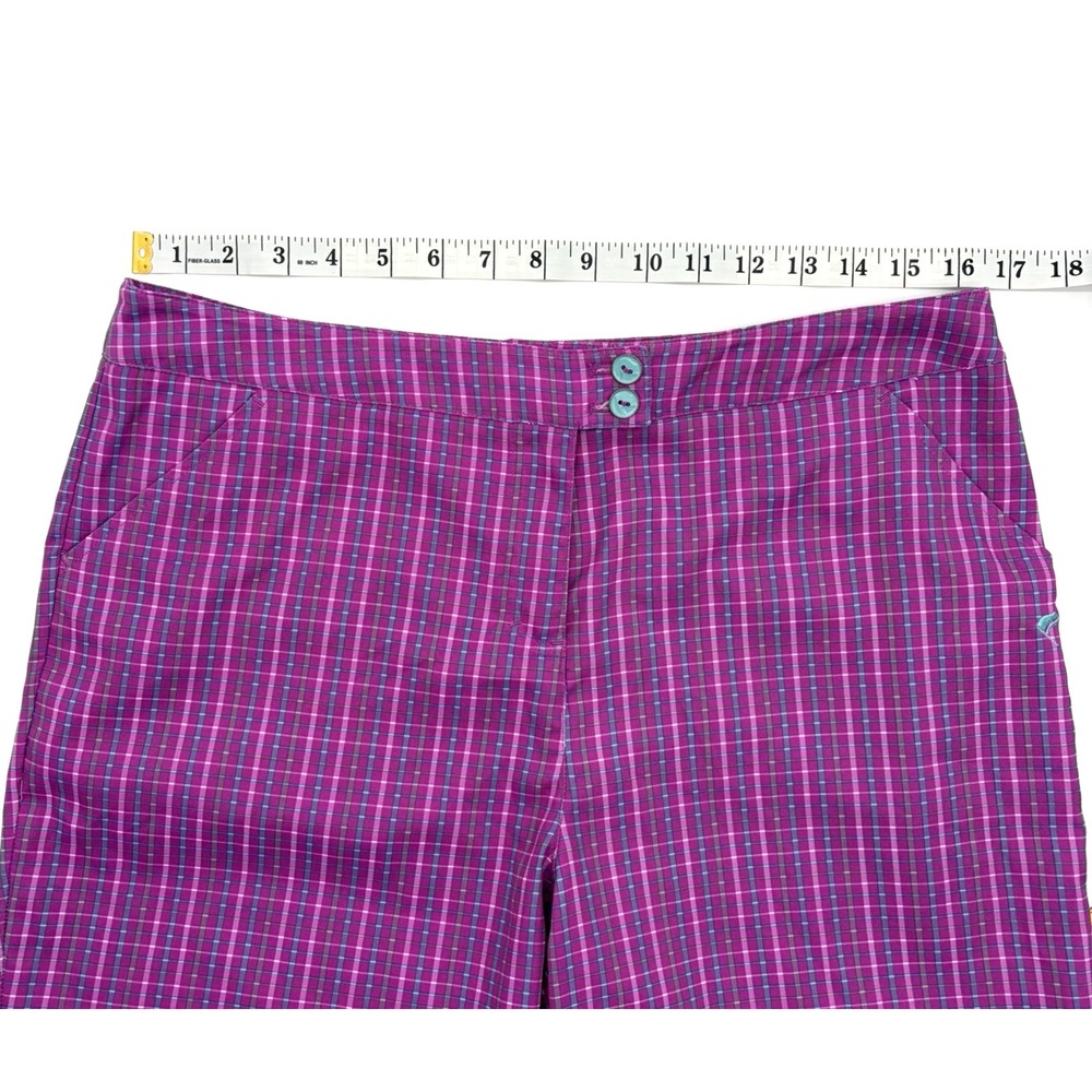 Golf America Women's Bermuda Shorts Size 12 Lightweight Purple Plaid  Pockets 9" - Picture 7 of 8